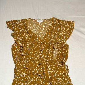 Maxi dress gold tie bow at waist V-neck